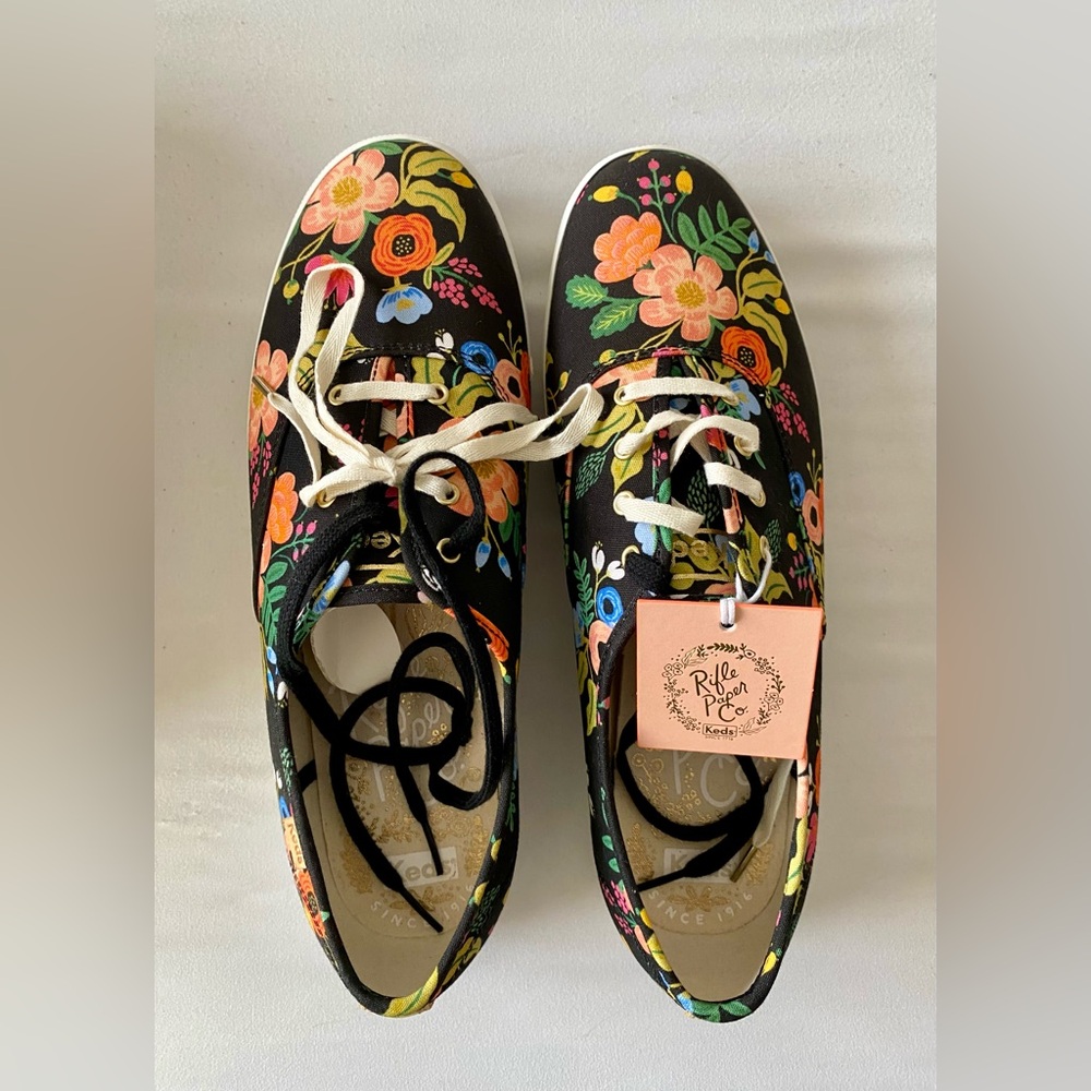 Keds x Rifle Paper Co. Les Fleurs Floral Black Sz 11W Women's Sneakers Shoes NWT - Picture 2 of 8